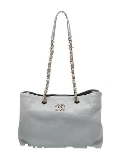 Pre-owned Chanel Cc Quilted Shopping Tote In Gray