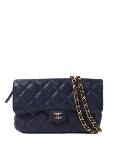 Pre-owned Chanel Cc Quilted Shoulder Bag In Blue