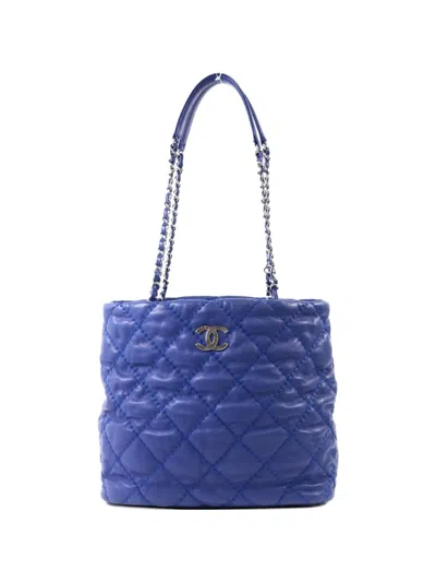 Pre-owned Chanel Cc Quilted Shoulder Bag In Blue