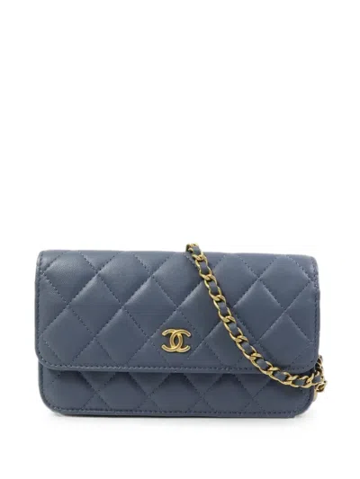 Pre-owned Chanel Cc Quilted Shoulder Bag In Blue