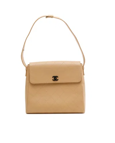 Pre-owned Chanel Cc Quilted Shoulder Bag In Sand