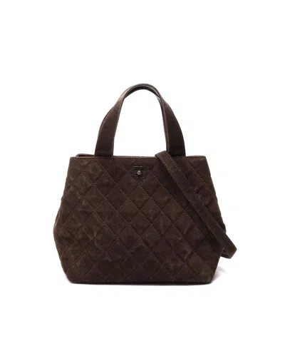 Pre-owned Chanel Cc Quilted Suede Bag In Brown
