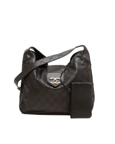 Chanel Cc Quilted Tote Bag In Black