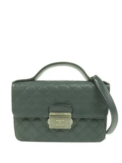 Pre-owned Chanel Cc Quilted Tote Bag In Blue