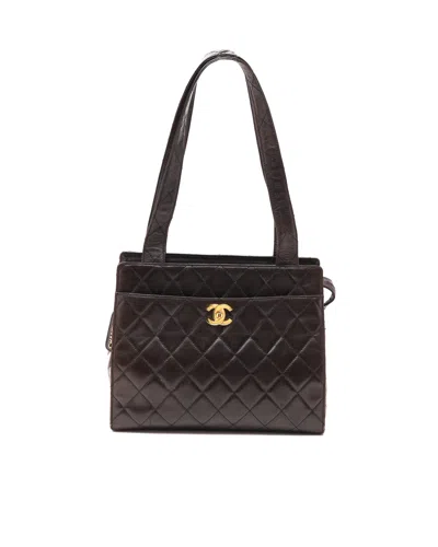 Pre-owned Chanel Cc Quilted Tote Bag In Brown