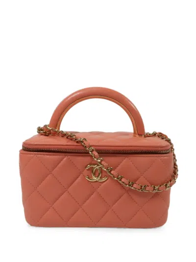 Pre-owned Chanel Cc Quilted Vanity Tote Bag In Pink