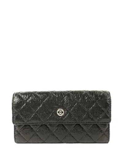 Pre-owned Chanel Cc Quilted Wallet In Black