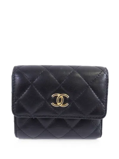 Pre-owned Chanel Cc Quilted Wallet In Black