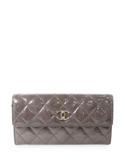 Pre-owned Chanel Cc Quilted Wallet In Brown