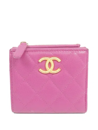 Pre-owned Chanel Cc Quilted Wallet In Pink
