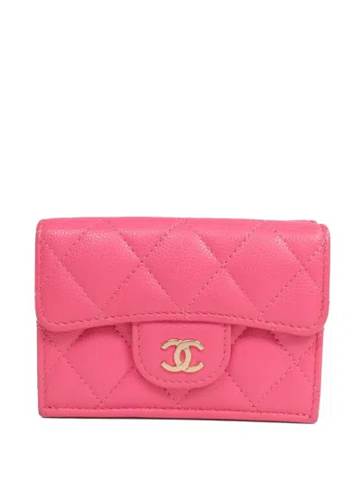 Pre-owned Chanel Cc Quilted Wallet In Pink