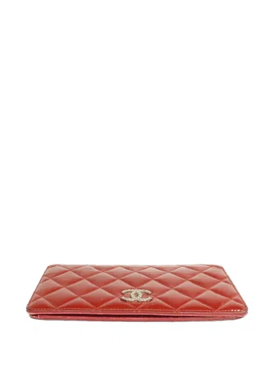 Pre-owned Chanel Cc Quilted Wallet In Red