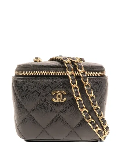 Pre-owned Chanel Cc Quilted-design Vanity Case In Black