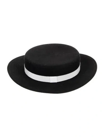 Pre-owned Chanel Cc Rabbit Hair Hat In Black