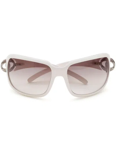 Pre-owned Chanel Cc Rectangle-frame Sunglasses In White