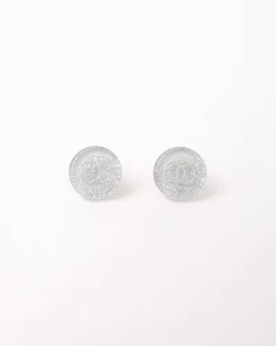 Pre-owned Chanel Cc Resin Earrings In Silver