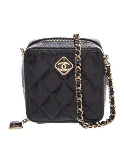 Pre-owned Chanel Cc Resin Square Clutch W/chain In Black