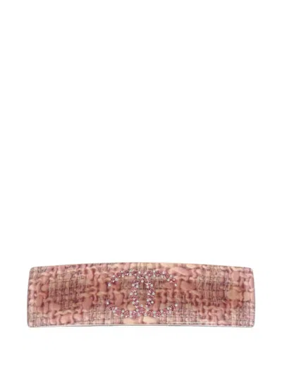 Pre-owned Chanel Cc Rhinestone-embellished Hair Clip In Pink