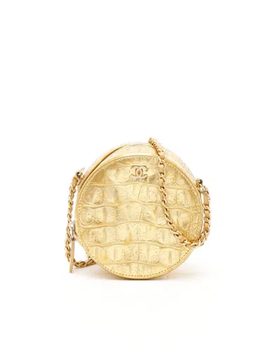 Pre-owned Chanel Cc Round Chain Shoulder Bag In Gold