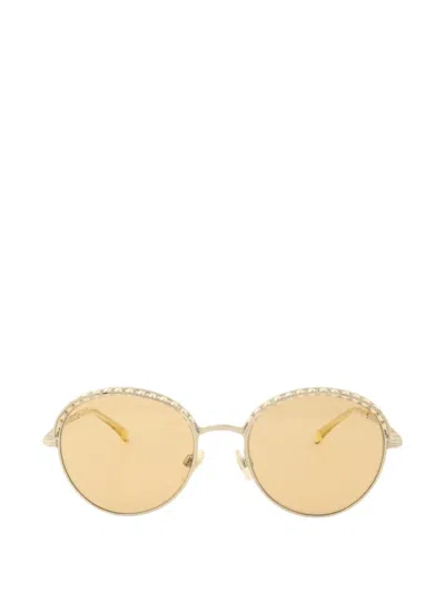 Pre-owned Chanel Cc Round Sunglasses In Gold