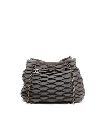 Chanel Cc Scale Effect Denim Shopping Bag In Grey