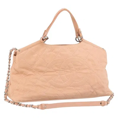 Pre-owned Chanel Cc Sea Hit Tote Quilted Iridescent Calfskin Pink Leather Shoulder Bag Bag ()