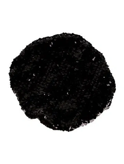 Pre-owned Chanel Cc Sequin Beret In Black