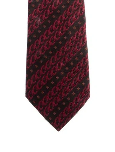 Pre-owned Chanel Cc Silk Pattern Tie In Brown