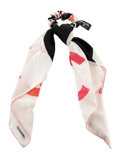 Pre-owned Chanel Cc Silk Scrunchie Scarf Set In Neutrals