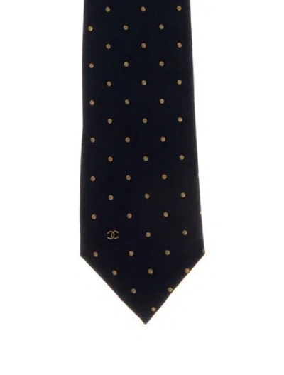 Pre-owned Chanel Cc Silk Tie In Blue