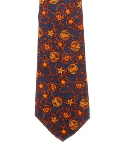 Pre-owned Chanel Cc Silk Tie In Blue