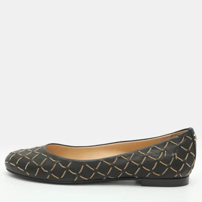 Pre-owned Chanel Cc Size 36 Black Chain Link Quilted Leather Ballet Flats