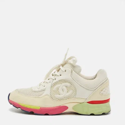 Pre-owned Chanel Cc Size 36 Multicolor Leather And Suede Lace Up Sneakers