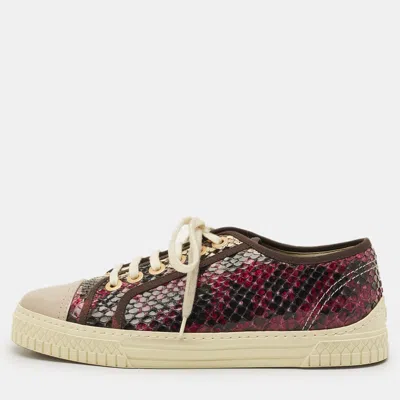 Pre-owned Chanel Cc Size 36.5 Multicolor Leather And Python Leather Low Top Sneakers