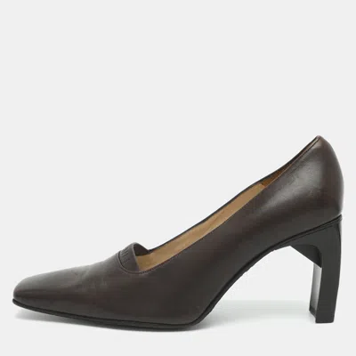 Pre-owned Chanel Cc Size 37 Brown Leather Pumps