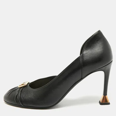 Pre-owned Chanel Cc Size 38.5 Black Leather D'orsay Pumps
