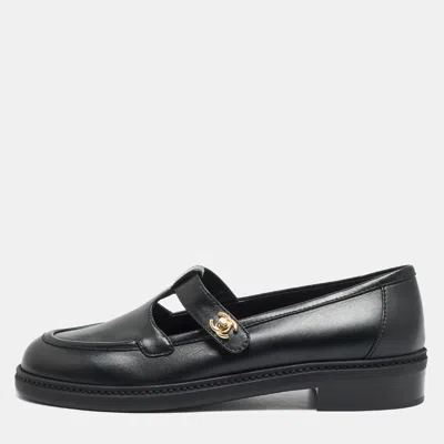 Pre-owned Chanel Cc Size 39 Black Leather Loafers