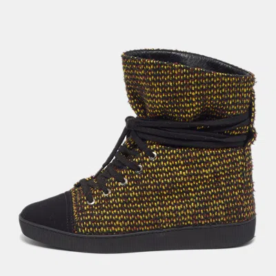 Pre-owned Chanel Cc Size 39 Multicolor Canvas And Tweed High Top Sneakers