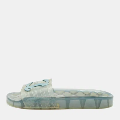 Pre-owned Chanel Cc Size 39 Transparent Rubber Pool Slides