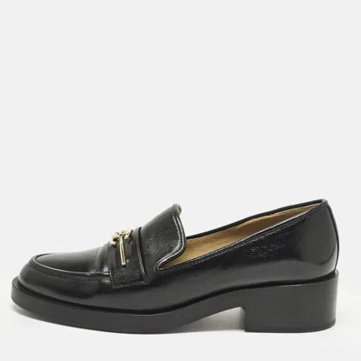 Pre-owned Chanel Cc Size 40 Black Leather Loafers