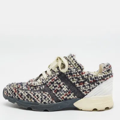 Pre-owned Chanel Cc Size 40 Multicolor Tweed And Wool Low Top Sneakers