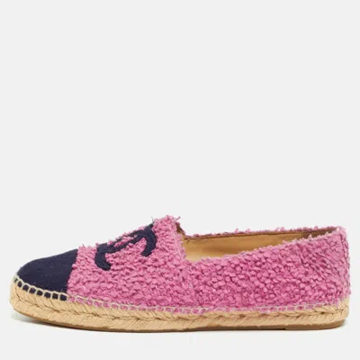 Pre-owned Chanel Cc Size 40 Purple/pink Tweed Espadrille Flats