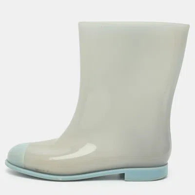 Pre-owned Chanel Cc Size 41 Light Blue Rubber Rain Boots