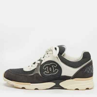 Pre-owned Chanel Cc Size 41 Multicolor Leather And Suede Lace Up Sneakers