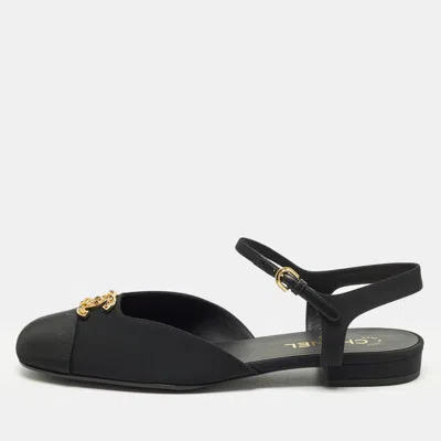 Pre-owned Chanel Cc Size 42 Black Canvas Mary Jane Flats