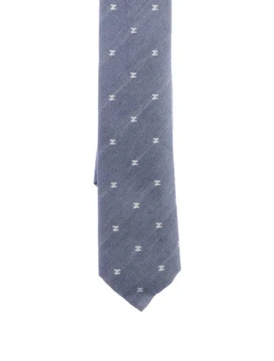 Pre-owned Chanel Cc Skinny Tie In Blue