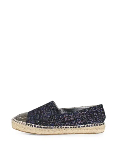 Pre-owned Chanel Cc Slip-on Espadrilles In Black