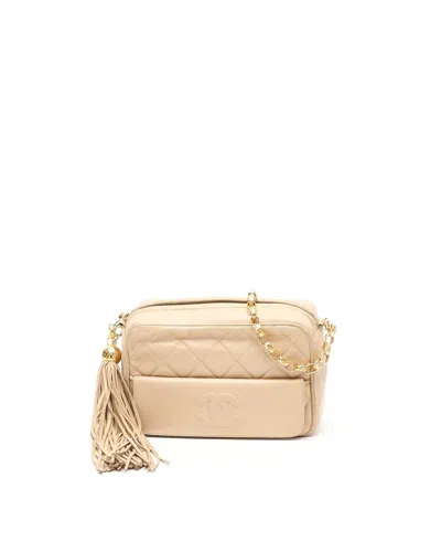 Pre-owned Chanel Cc Small Camera Bag In Sand