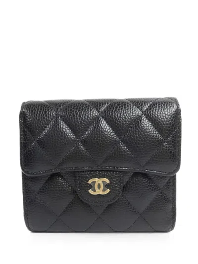Pre-owned Chanel Cc Small Flap Wallet In Black