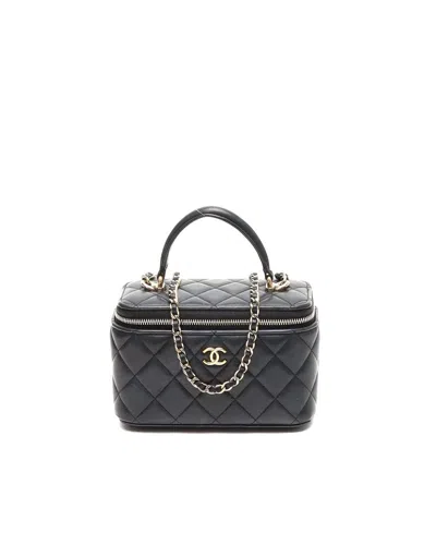 Chanel Cc Small Vanity Top Handle Bag In Black